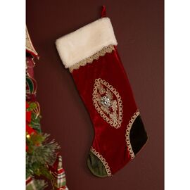 Regal Tidings Red & Gold Hanging Stocking 53cm