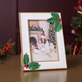 Regal Tidings Resin Photo Frame Holly Design 6" x 4"
