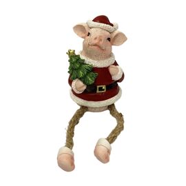 Christmas Pig Shelf Figurine