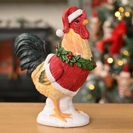 Christmas Standing Rooster Figurine 24cm