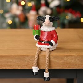Christmas Cow Shelf Edge Figurine