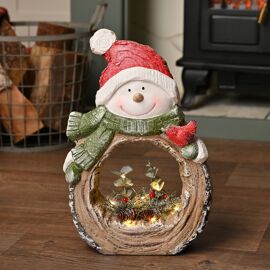 Outdoor Christmas Snowman with Foliage and LED 36cm -  Requires 2 x AA Batteries not included