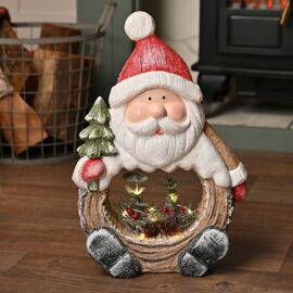 Outdoor Christmas Santa LED with Foliage 36cm - Requires 2 x AA Batteries not included