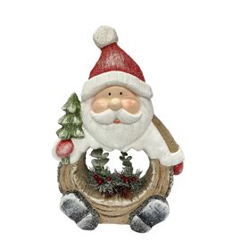 Outdoor Christmas Santa LED with Foliage 36cm - Requires 2 x AA Batteries not included