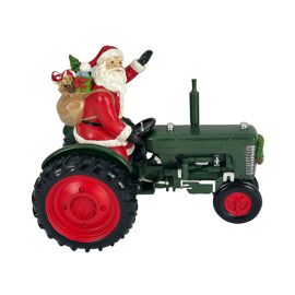 Large Santa Driving a Tractor Figurine
