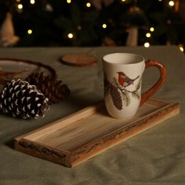 Small Natural Wooden Tray with Bark Edges 39 x 15 x 2.5cm