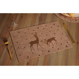 **MULTI 6** Felt Centrepiece Rectangular Placemat Natural Colours - 40cm