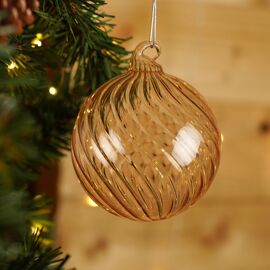 **MULTI 6** Natural Colour Round Glass Swirl Effect Bauble - 8cm