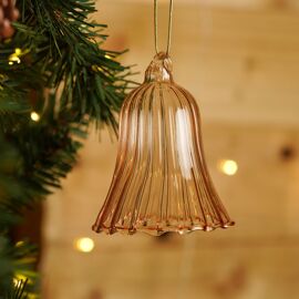 **MULTI 6** Natural Colour Bell Glass Swirl Effect Bauble - 9cm