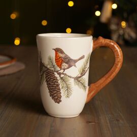 Ceramic Robin on Branch Woodland Mug 13.9 x 9 x 12.8cm