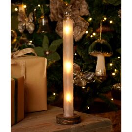 Large LED Glass Taper Candle with Fire Rising Effect Requires - 40cm