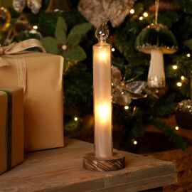 Small LED Glass Taper Candle with Fire Rising Effect - 30cm