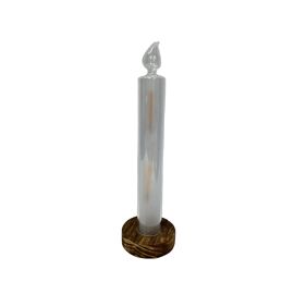 Small LED Glass Taper Candle with Fire Rising Effect - 30cm