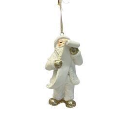 White and Gold Santa Reading Letter Hanging Decoration 11.8cm