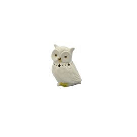 LED Ceramic Owl White & Gold. (Includes 3 x LR44 Batteries)