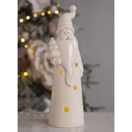 LED Ceramic White & Gold Santa 28cm
Incl 2XLR44  (Included try me button)
