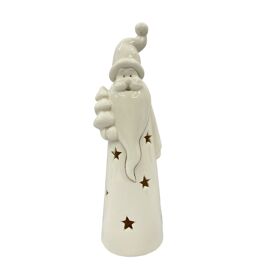 LED Ceramic White & Gold Santa 28cm
Incl 2XLR44  (Included try me button)