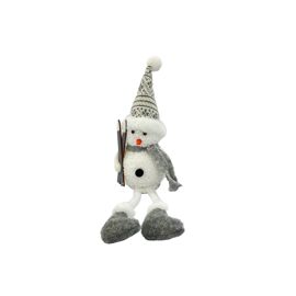 **MULTI 6** Fabric & Wood Snowman Mantel Decoration with Skis Seated with Dangling legs