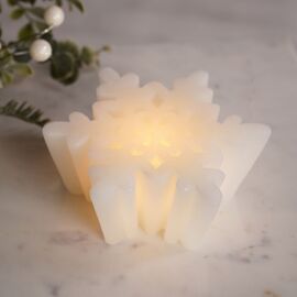 LED Candle Silver Sparkle Snowflake 14cm