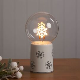 Light Up Glass Ball with Neon Snowflake Light and Snoflake Pattern Base (Includes try me button)