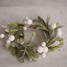 Faux Eucalyptus and Berry Wreath Candle Surround 20cm