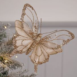 Gold Sparkle Fabric Butterfly with Clip