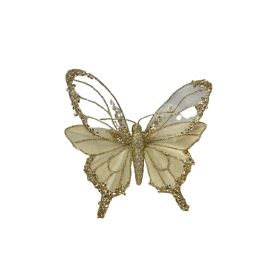 Gold Sparkle Fabric Butterfly with Clip