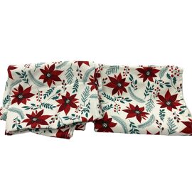 Printed Cotton Poinsettia Table Runner 150cm x 44cm