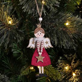 **MULTI 6**  Angel Regal Tidings Hanging Decoration with Gold And Velvet