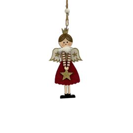 **MULTI 6**  Angel Regal Tidings Hanging Decoration with Gold And Velvet