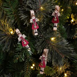 **MULTI 6** Pack of 4 Angel Christmas Tree Clips with Gold and Velvet Finish