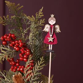 **MULTI 6** Pack of 5 Angel Floral Picks with Gold and Velvet Finish