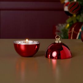 60g Mercury Red Glass Bauble Candle with Soy Wax and 5% Cinnamon Apple Fragrance