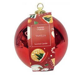 60g Mercury Red Glass Bauble Candle with Soy Wax and 5% Cinnamon Apple Fragrance