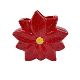 Large Red Ceramic Poinsettia Vase 18cm