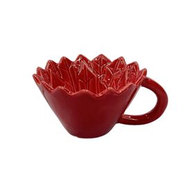 Red Ceramic Poinsettia Tea Cup