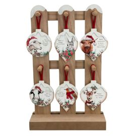 Cottage Collection Picket Fence Display with 36 Christmas Ornaments - 6 designs, 6 of each (£1.50 ea