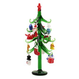 Objets D'art Miniature Glass Christmas Tree and Ornaments