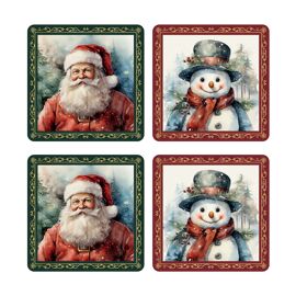 Set of 4 Wood & Cork Backed Coasters (2 of each) in Window Gift Box 10cm