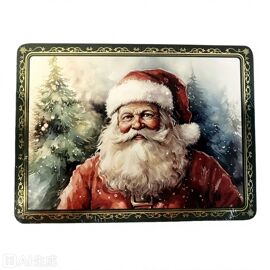 Set of 4 Santa and Snowman Wood & Cork Backed Placemats (2 of each) in Window Gift Box A4