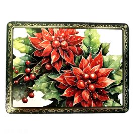 Set Of 4 Poinsettia Wood & Cork Backed Placemats