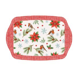 **MULTI 6** Poinsetta & Berry Melamine Tray 23cm x 16cm