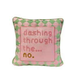 Mint Coloured Diamond Patterned Cushion "Dashing through the…no" 25cm