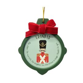 **MULTI 6** Wooden Layered Christmas Ornament with Bow and Gold Ribbon 10cm x 12cm - Grandad