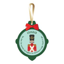 **MULTI 6** Wooden Layered Christmas Ornament with Bow and Gold Ribbon 10cm x 12cm - Grandad