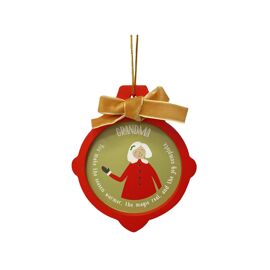 **MULTI 6** Wooden Layered Christmas Ornament with Bow and Gold Ribbon 10cm x 12cm - Grandma