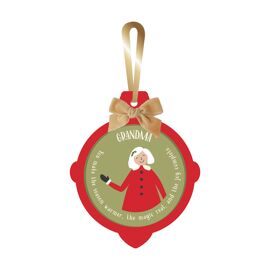 **MULTI 6** Wooden Layered Christmas Ornament with Bow and Gold Ribbon 10cm x 12cm - Grandma