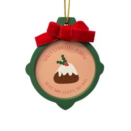 **MULTI 6** Wooden Layered Christmas Ornament with Bow and Gold Ribbon 10cm x 12cm - Nanna