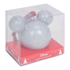 Disney Mickey Mouse Silver Glitter Bauble