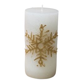 **MULTI 6** Snowflake Pillar Candle 15cm